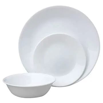 Corelle Livingware 18-Piece Dinnerware Set, Winter Frost White, Service for 6 (1088609)