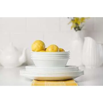 Corelle Livingware 18-Piece Dinnerware Set, Winter Frost White, Service for 6 (1088609)