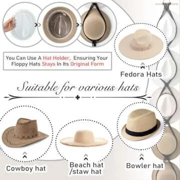 Yulejo Macrame Hat Hangers Boho Hat Rack Cowboy Hat Hanger Back of Door Hat Organizer (Black,Five Hats Style)