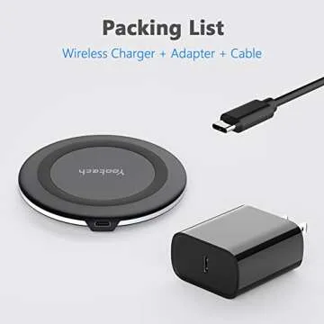 yootech Wireless Charger, 10W Max Wireless Charging Pad with Quick Adapter, Compatible with iPhone 16/16 Plus/16 Pro Max/15/14/13/SE 2022/12/11/X/8,Samsung Galaxy S22/S21/S20, for AirPods Pro 2