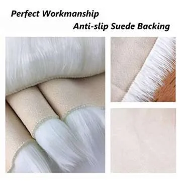 12’’ Small Faux Fur Sheepskin Cushion Soft Plush Area Rug, White Photo Background for Small Product Desktop Photography, Jewelry, Watches, Cosmetics, Ornament, Nail Art, Display and Decor (Square)