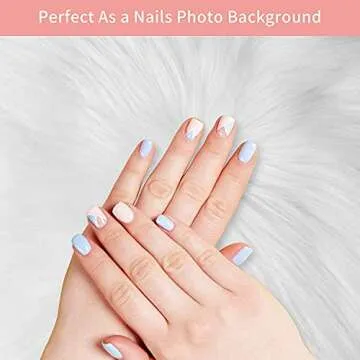 12’’ Small Faux Fur Sheepskin Cushion Soft Plush Area Rug, White Photo Background for Small Product Desktop Photography, Jewelry, Watches, Cosmetics, Ornament, Nail Art, Display and Decor (Square)