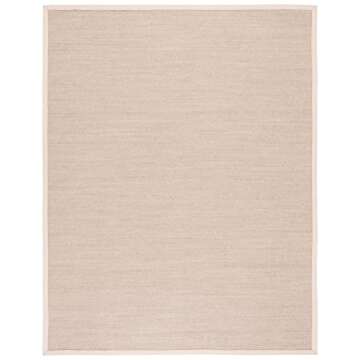 SAFAVIEH Natural Fiber Collection Area Rug - 9' x 12', Marble & Beige, Border Sisal Design, Easy Car...