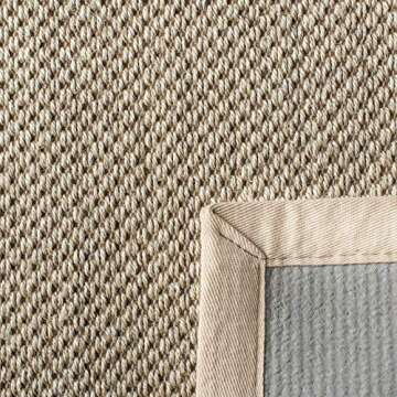 SAFAVIEH Natural Fiber Collection Area Rug - 9' x 12', Marble & Beige, Border Sisal Design, Easy Care, Ideal for High Traffic Areas in Living Room, Bedroom (NF143C)