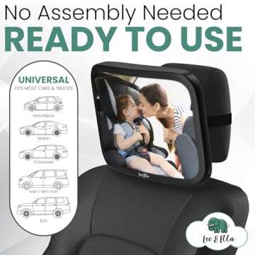 Leo and Ella - Baby Car Mirror | Extra Large Ultra Clear Infant View | Crash Tested Shatterproof Des...