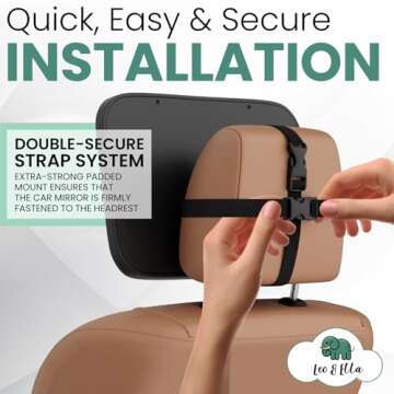 Leo and Ella - Baby Car Mirror | Extra Large Ultra Clear Infant View | Crash Tested Shatterproof Design w/360° Adjustable Mount | Premium Car Seat Mirror for Baby Rear Facing | Certified Crash Tested