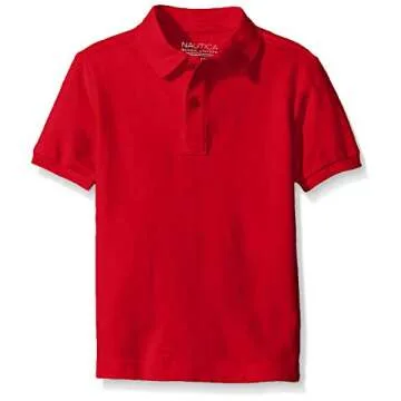 Nautica Big Boys' Uniform Short Sleeve Pique Polo – A Comfortable School Essential