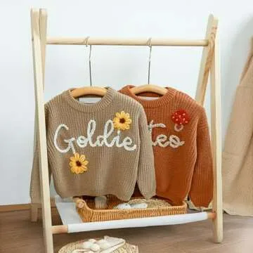 Personalized Baby Sweater, Hand Embroidered Knit Name Sweater for Kids,Custom Knit Infant Jumper, Personalized Baby Gifts, Custom Baby Christmas Sweater, Chunky Baby Oversized Sweater