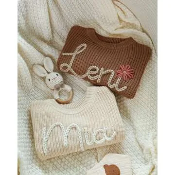 Personalized Baby Sweater, Hand Embroidered Knit Name Sweater for Kids,Custom Knit Infant Jumper, Personalized Baby Gifts, Custom Baby Christmas Sweater, Chunky Baby Oversized Sweater