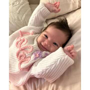 Personalized Baby Sweater, Hand Embroidered Knit Name Sweater for Kids,Custom Knit Infant Jumper, Personalized Baby Gifts, Custom Baby Christmas Sweater, Chunky Baby Oversized Sweater