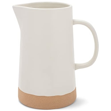 Nat & Jules Large Raw Bottom Matte White 48 ounce Ceramic Pitcher Jug