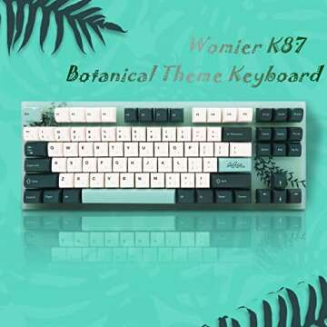 Womier K87 75% Keyboard, 87 Keys Gaming Keyboard, Hot Swappable TKL RGB Mechanical Keyboard with Plant Theme PBT Keycaps for PC MAC PS4 Xbox Laptop, Red Switch