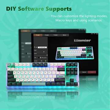 Womier K87 75% Keyboard, 87 Keys Gaming Keyboard, Hot Swappable TKL RGB Mechanical Keyboard with Plant Theme PBT Keycaps for PC MAC PS4 Xbox Laptop, Red Switch