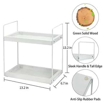 Coffee Bar Accessories and Organizer Countertop, Coffee Station Organizer 2 Tier Kitchen Counter Shelf Organizer,Coffee Condiment Storage,Cup Lid Holder Countertop Shelf for Bathroom,Kitchen,White