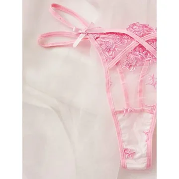 Verdusa Women's Floral Mesh Lingerie Set for Romance