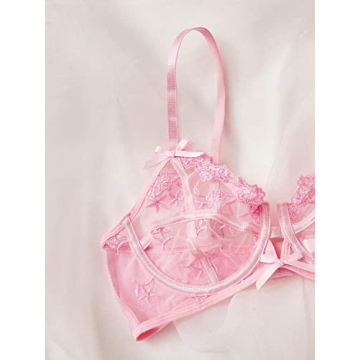 Verdusa Women's Floral Mesh Lingerie Set for Romance