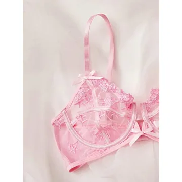 Verdusa Women's Floral Mesh Lingerie Set for Romance