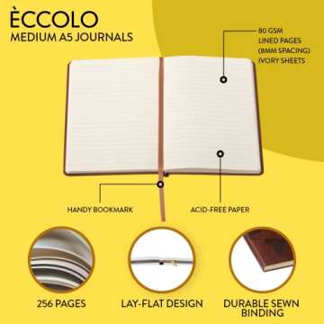 Eccolo Lined Journal Notebook, Flexi-Cover, World Map, 256 Ruled Pages, Medium 5.75-x-8.25 inches