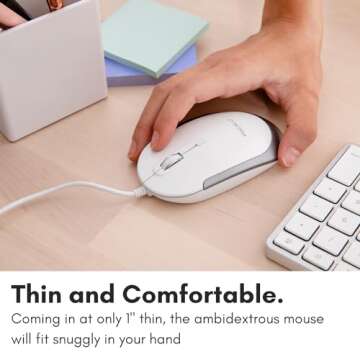 Macally Wired USB C Mouse for Mac & Windows - 3 Button & Scroll Wheel USB Type C Mouse - Comfortable Ambidextrous Design - Compact Wired Mouse with Optical Sensor & DPI Switch 800/1200/1600/2400