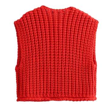 Ainangua Sleeveless Cropped Cardigan for Women Casual Chunky Knit Tank Tops Button Down Open Front S...