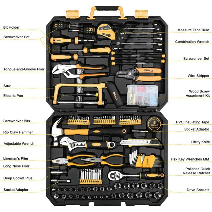 198-Piece DEKOPRO Home Tool Kit for Repairs