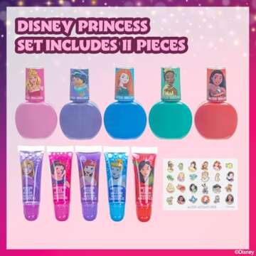 Disney Princess Sparkly Cosmetic Makeup Set - 11 Pcs for Girls