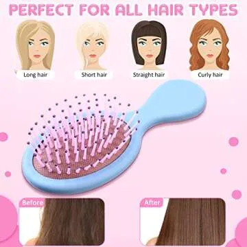 Sawysine 14 Pack Mini Wet Hair Brush Set for All Ages