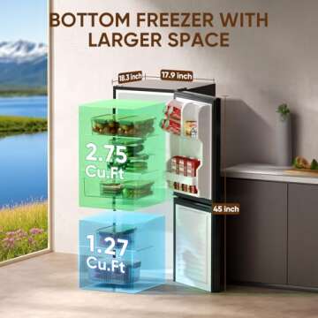 Upstreman 4 Cu.Ft Apartment Refrigerator with Bottom Freezer - Compact, Efficient & Stylish