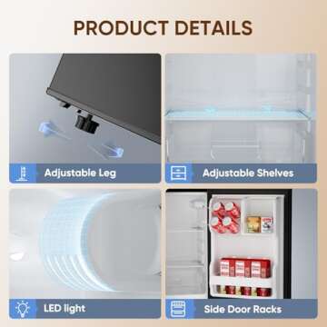 Upstreman Compact 4 Cu.Ft Refrigerator with Freezer