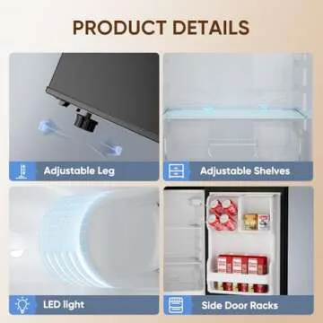 Upstreman Compact 4 Cu.Ft Refrigerator with Freezer