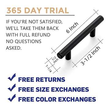 Stylish 7.38'' Cabinet Pulls - 10 Pack in Black Stainless Steel
