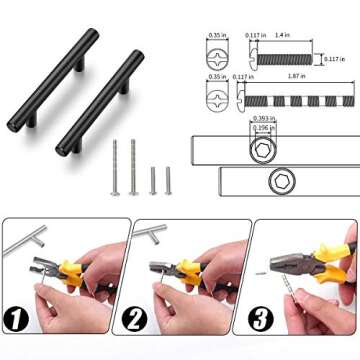 Stylish 7.38'' Cabinet Pulls - 10 Pack in Black Stainless Steel