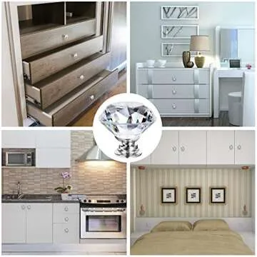 NORTHERN BROTHERS Cabinet Knobs - Dresser Knobs Crystal Knobs for Cabinets and Drawers 30mm- Diamond Glass Pull Handles Silver 10 Pack