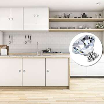 NORTHERN BROTHERS Cabinet Knobs - Dresser Knobs Crystal Knobs for Cabinets and Drawers 30mm- Diamond Glass Pull Handles Silver 10 Pack