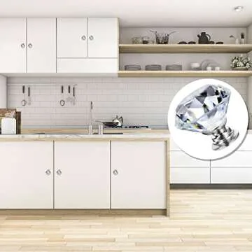 NORTHERN BROTHERS Cabinet Knobs - Dresser Knobs Crystal Knobs for Cabinets and Drawers 30mm- Diamond Glass Pull Handles Silver 10 Pack