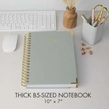 Aesthetic Thick Spiral Notebook Journal For Women in B5 Format - Modern Linen Hardcover College Ruled Note Book With 300 Lined Pages - Perfect For Writing And Staying Organized at Work or School