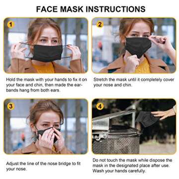 Black Disposable Face Masks, Pack of 50 Disposable Face Masks