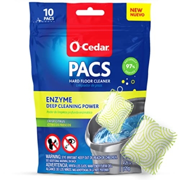 O-Cedar PACS Hard Floor Cleaner - Crisp Citrus Scent | 10 Count | Safe for All Floors | Naturally-De...