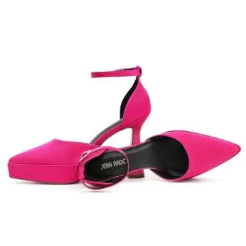 JENN ARDOR Women’s Chunky Platform High Block Heels Pointed Closed Toe Ankle Strap Comfortable Sexy Party Dress Wedding Pumps Shoes