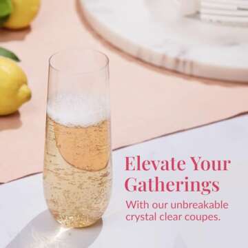 Prestee 24 Plastic Champagne Flutes - Heavy Duty Disposable Champagne Glasses for Parties - Clear Pl...