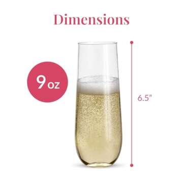 Prestee 24 Plastic Champagne Flutes - Heavy Duty Disposable Champagne Glasses for Parties - Clear Plastic Toasting Glasses, Plastic Mimosa Glasses for New Year’s Eve Party Supplies