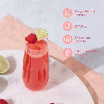 Prestee 24 Plastic Champagne Flutes - Heavy Duty Disposable Champagne Glasses for Parties - Clear Plastic Toasting Glasses, Plastic Mimosa Glasses for New Year’s Eve Party Supplies