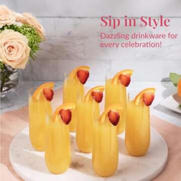 Prestee 24 Plastic Champagne Flutes - Heavy Duty Disposable Champagne Glasses for Parties - Clear Plastic Toasting Glasses, Plastic Mimosa Glasses for New Year’s Eve Party Supplies