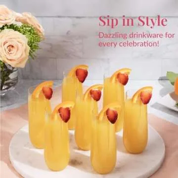 Prestee 24 Plastic Champagne Flutes - Heavy Duty Disposable Champagne Glasses for Parties - Clear Plastic Toasting Glasses, Plastic Mimosa Glasses for New Year’s Eve Party Supplies