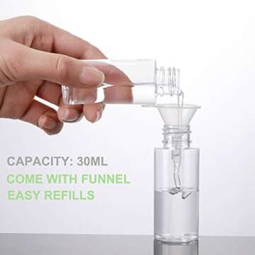 DYHAXA Empty Reusable Fine Mist Plastic Spray Bottles, Refillable Container Atomizer for Hair, Portable Spritzer Travel Bottle Spray Set for Cosmetic Use (1oz 30ml, 4 Pack)