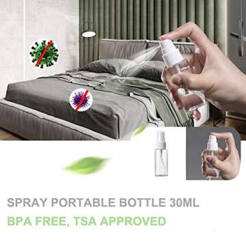 DYHAXA Empty Reusable Fine Mist Plastic Spray Bottles, Refillable Container Atomizer for Hair, Portable Spritzer Travel Bottle Spray Set for Cosmetic Use (1oz 30ml, 4 Pack)