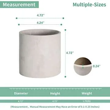 Mozing Cement Plant Pot - Modern 4.8 Inch Planter Pot