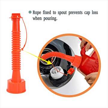 Gas Can Spout Replacement Improved Design Flexible Pour Nozzle Kit with Gasket Stopper Vent Cap Collar Caps for Old Style Water Gas Container Jug Pack of 4