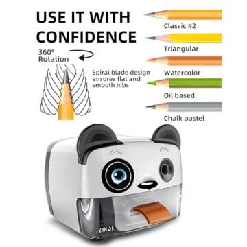 ZMOL Heavy Duty Pencil Sharpeners for Classroom，Cute Pencil Sharpener Plug in for Kids,Auto-Stop P...