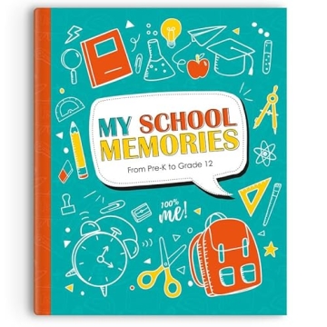 POMANGO School Memory Book | Keepsake Album from Pre-K to Grade 12 | 14 Pockets for Keepsakes
